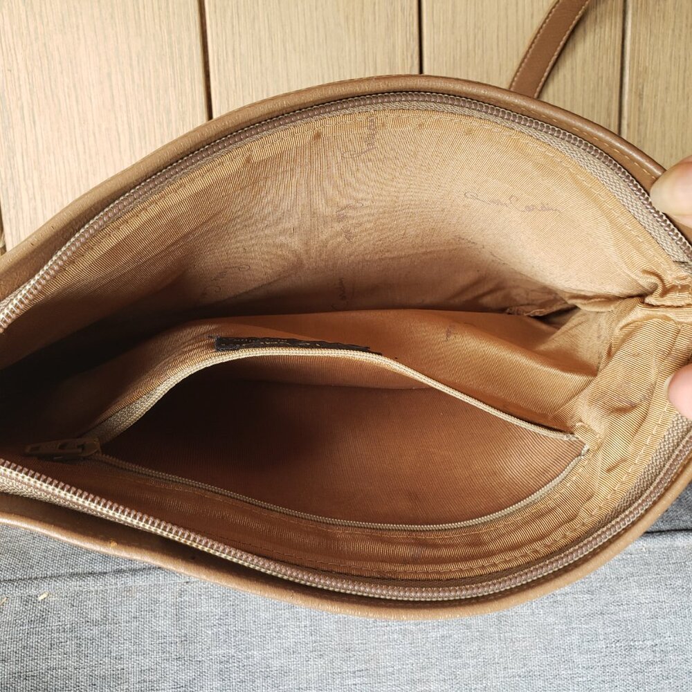 EUC Vintage Original 1970s Pierre Cardin logo canvas allure tan leather trim - Picture 4 of 5